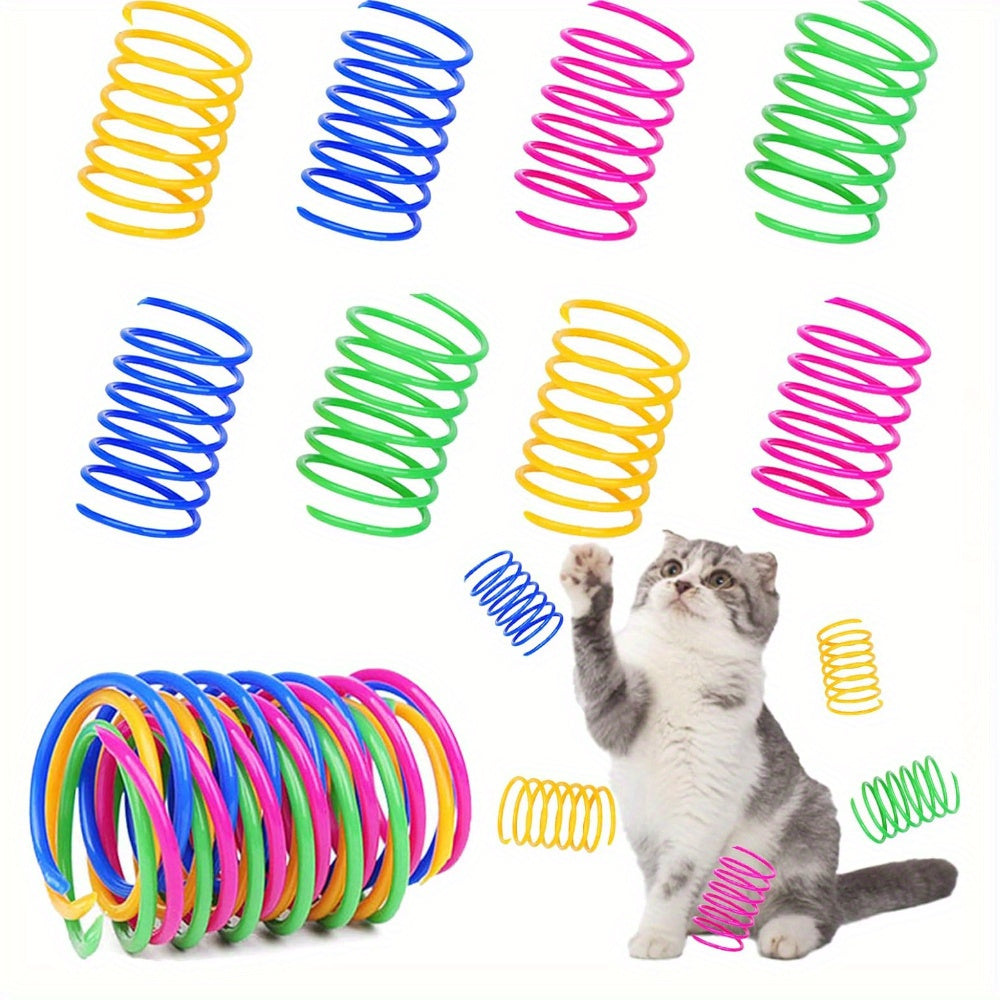 TEMU 120pcs Cat Spring Toys Indoor Interactive Cat Toys Plastic Spring Toys Colored Spring Toys Games Coil Kitten Toys, For Interactive Suitable For