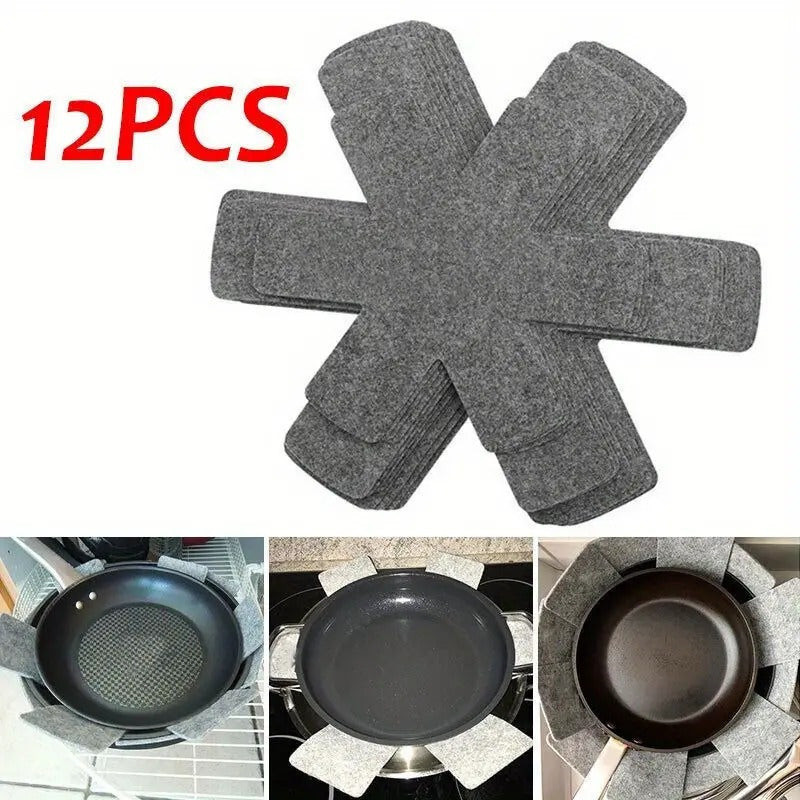 TEMU 12pcs Set Of Non Stick Felt - Anti Scratch And Heat-resistant X-shaped Kitchen Utensil Isolator, Reusable Felt Pads, Space Saving Design, Pot