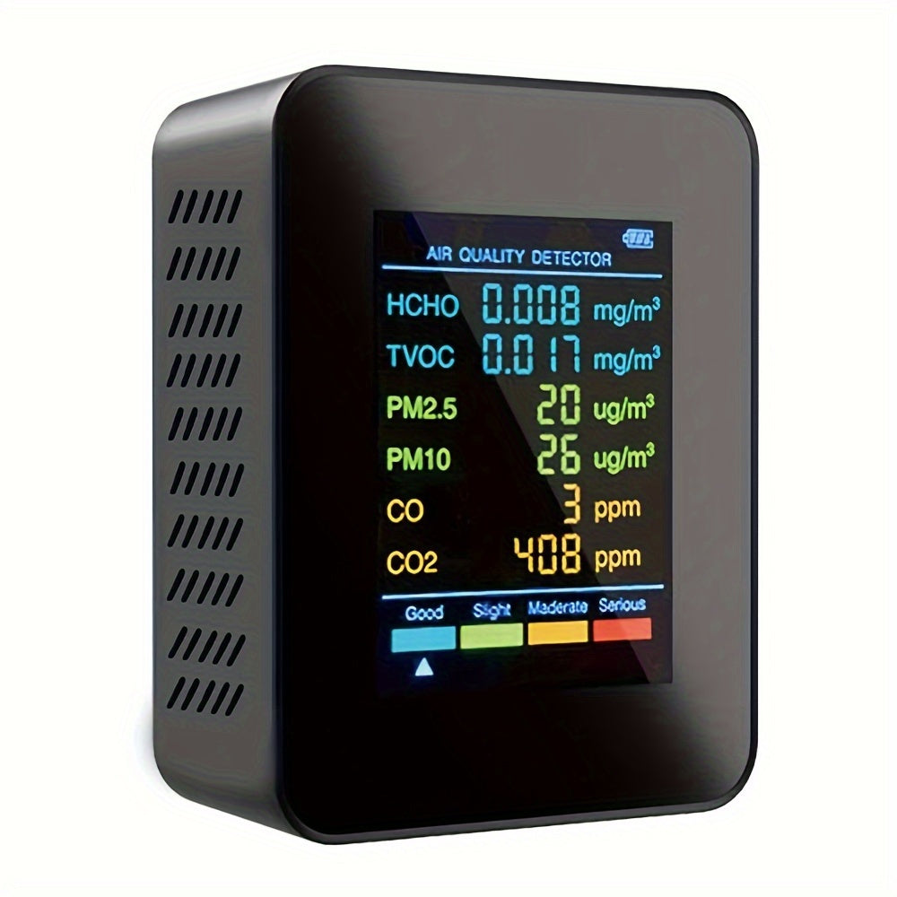 TEMU 6in 1 Meter Air Quality Monitor Hcho Tvoc For Detector Lcd Display Gas Detector Sensor Analyzer, Air Quality Monitor Indoor Gas