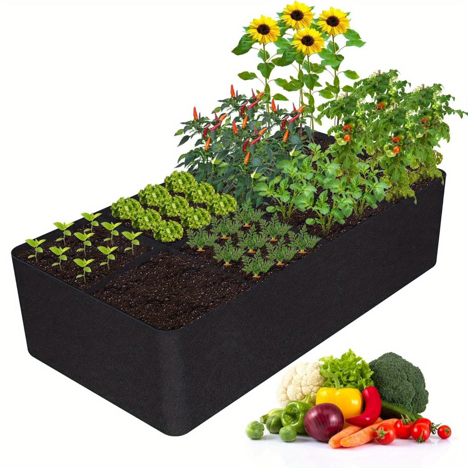 TEMU Large 8-grid Breathable Fabric Garden Planter Box For Vegetables, Flowers & Herbs – Indoor-outdoor Use, , Lightweight & Easy Setup,