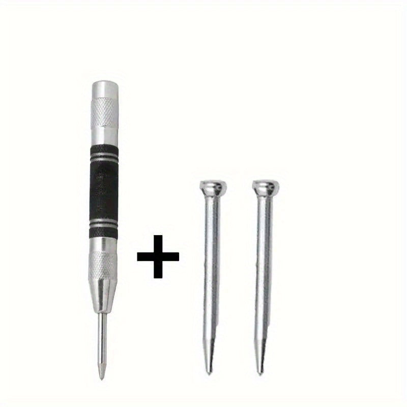 TEMU 3pcs Automatic Center Punch Set - Adjustable Metal Drill Tools For Woodworking & Marking, High Carbon Steel, , Precision Boxing, With Alloy