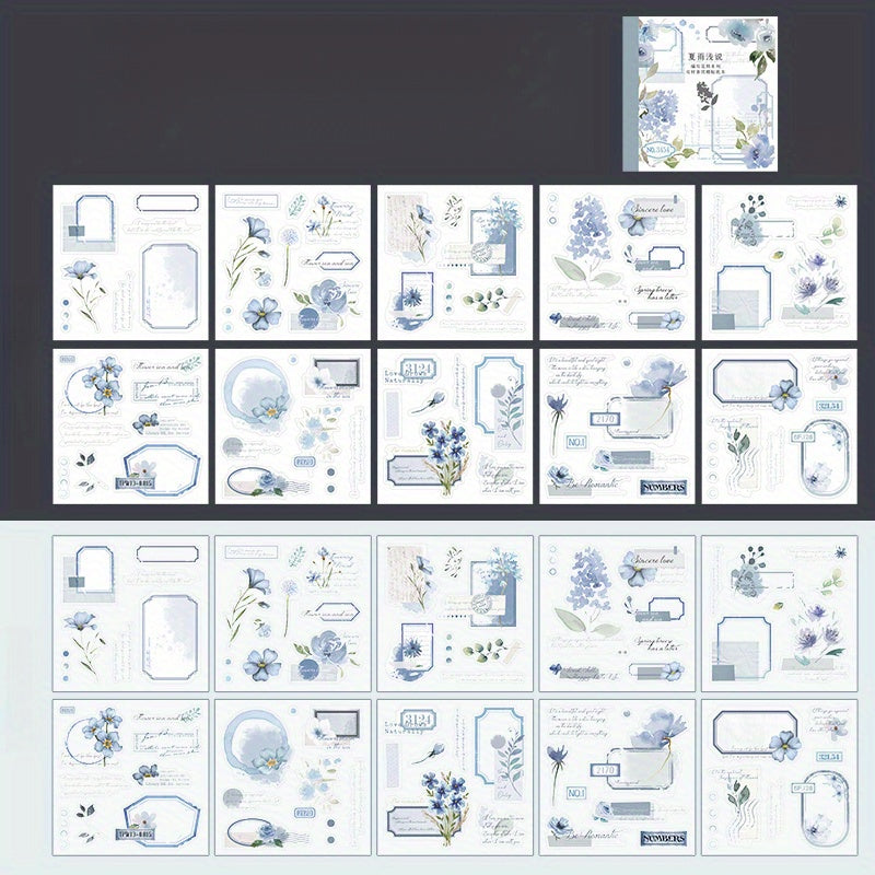 TEMU 20pcs Floral & Botanical Stickers - , Reusable Pet Material For Scrapbooking, Diy Crafts & Decorations