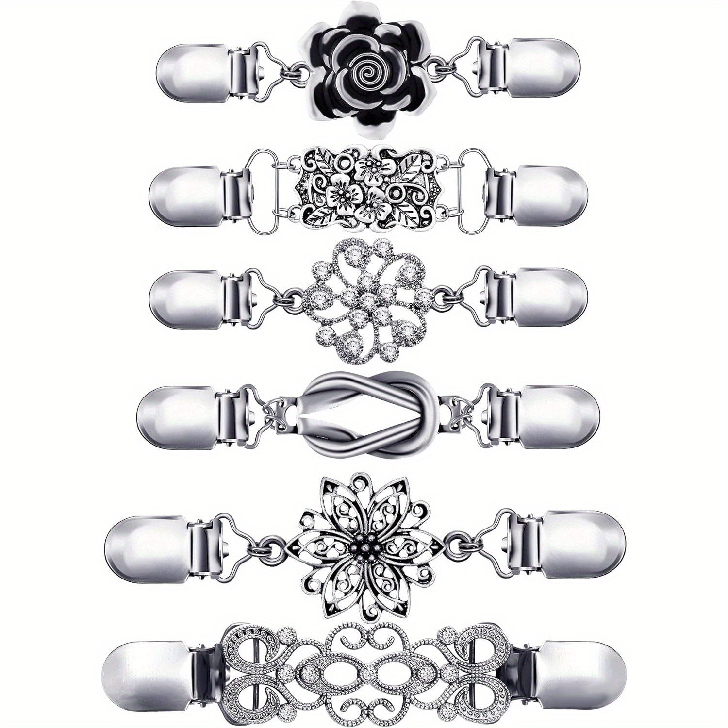 TEMU 6 Pieces Vintage Shirt Dress Cardigan Clip, Women's Waist Clip, Sweater Shawl Brooch Jacket Garment Clip, Costume Accessories