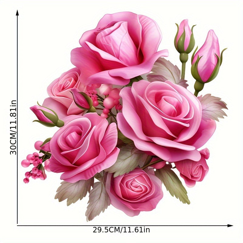 TEMU 1pc Blooming Flower Romantic Toilet Sticker, Self-adhesive Bathroom Home Decoration Wall Sticker, Door Sticker, Refrigerator Sticker, Window
