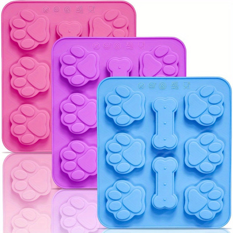 TEMU Cute Dog Silicone Molds Food Grade Silicone Molds For Chocolate Candy Cube Dog Treats Bone Set Of 3pcs