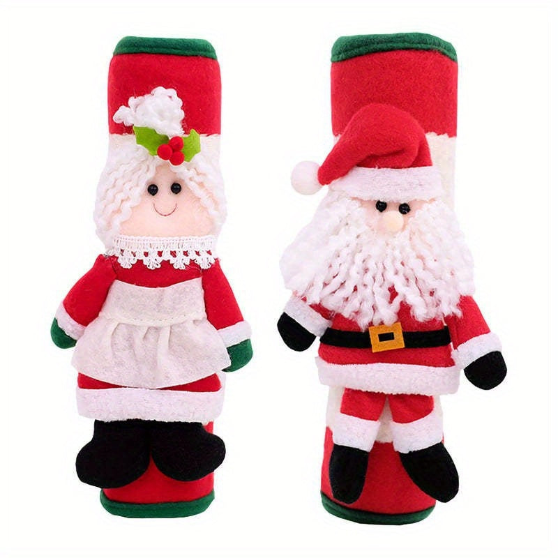 TEMU 2pcs Santa Claus Christmas Handle Cover, Fridge Refrigerator Door Handle Cover, Kitchen Appliance Christmas Handle Protector, Room Decor, Home