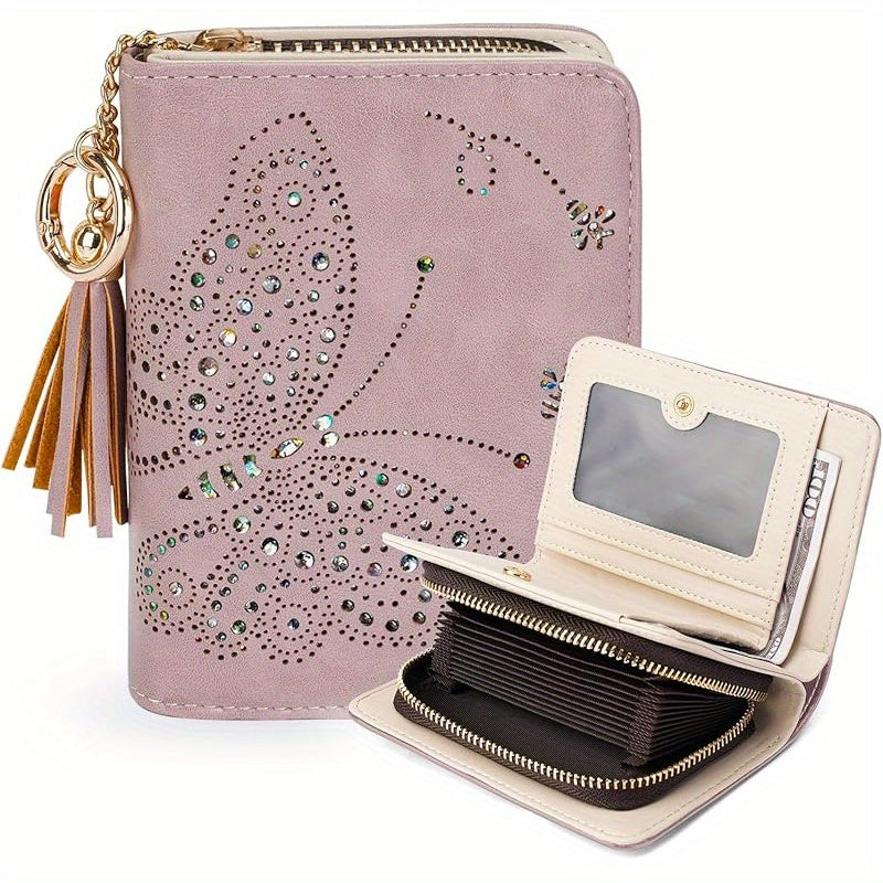 TEMU Women Rfid Blocking Small Wallets With Cash Clutch Compact Bifold With Zipper Coin Pocket Ladies Credit Card Holder Glittery Travel Purse With