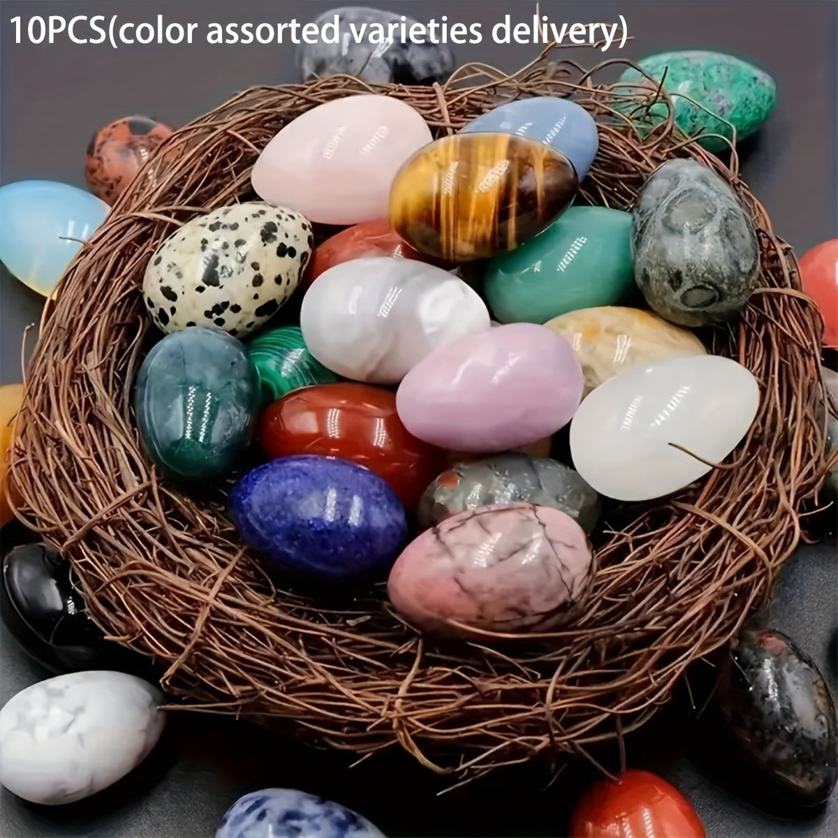 TEMU 5-10pcs Glass - Artificial Stone Egg-shaped Crafts, Home Desktop Decorations, Random Mix Of Artificial Stones-glass