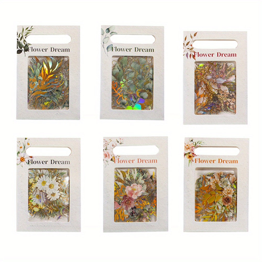 TEMU 240 Pieces Transparent Gold Foil Botanical Stickers, Floral Decals For Water Bottles Phone Cases Laptops Journal Planner Card Making