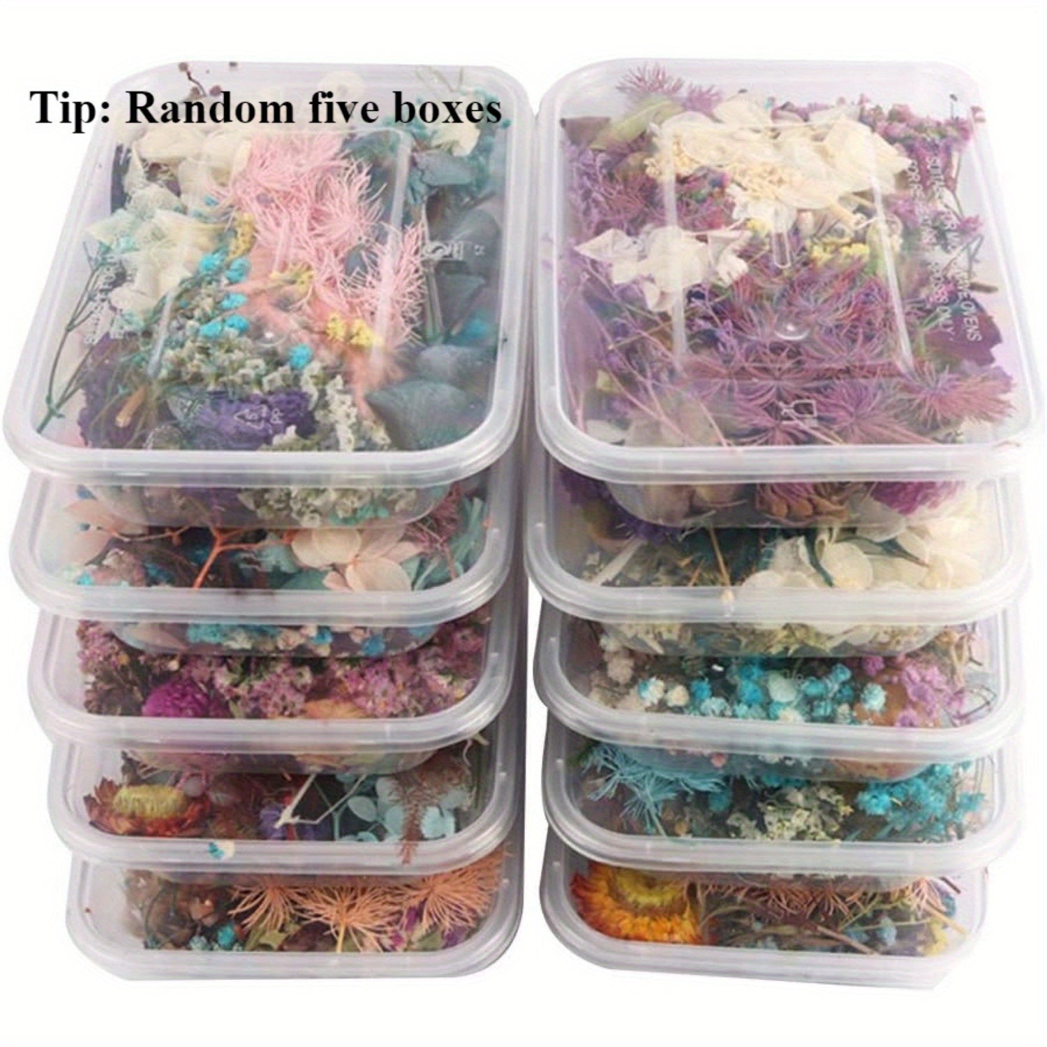 TEMU 5 Boxes Of Random Colored Dried Plants For Handmade Diy Making Aromatherapy Candles Dried Flowers Resin Jewelry Pendants Crafts Floral Greeting