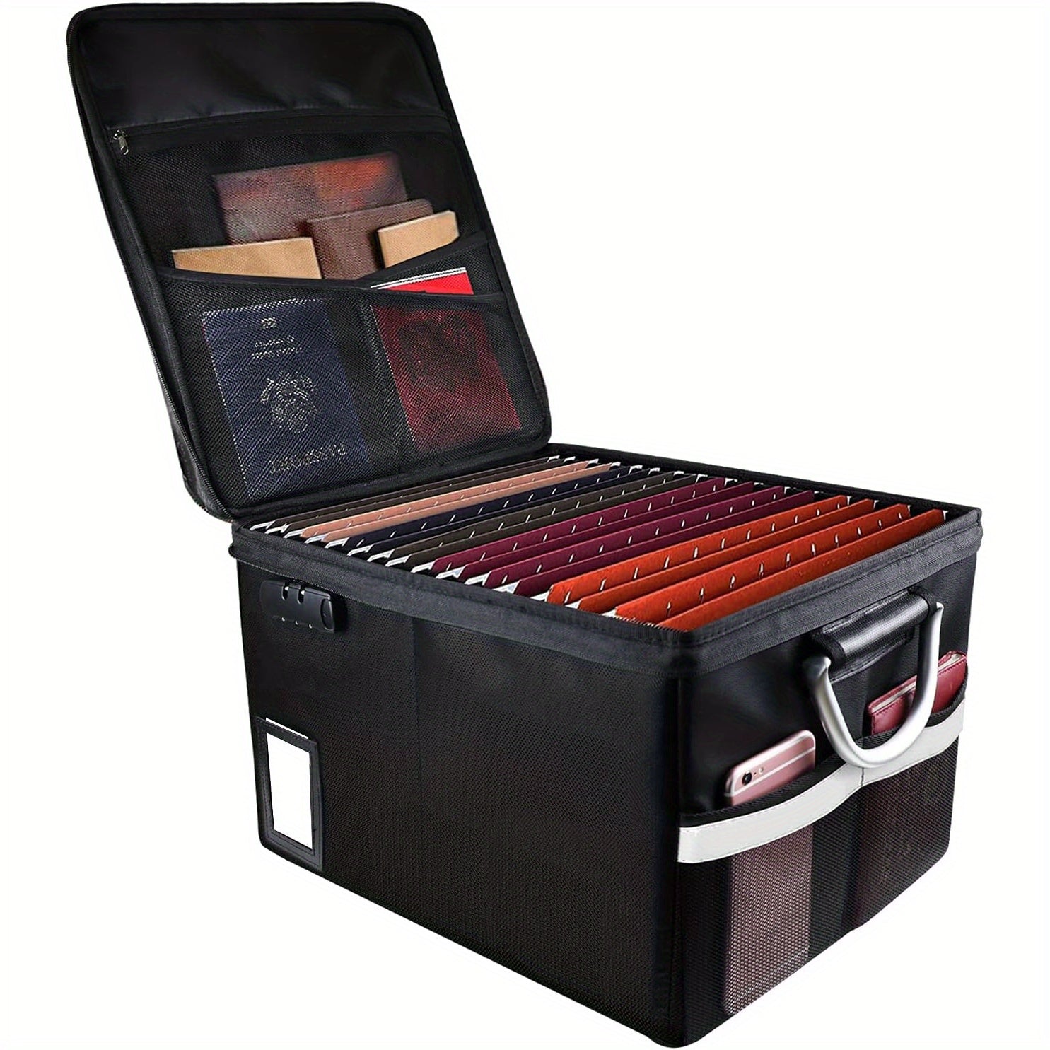 TEMU Fireproof File Cabinet With Lock, Fireproof Document Organizer Collapsible File Box Filing Cabinet With Handle For Letter Legal Folder