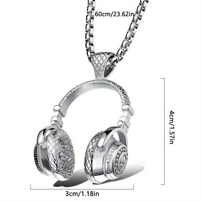 TEMU A Trendy -inspired Golden Earphone Pendant, A Stylish And Delicate Titanium Steel Couple Necklace, A Earphone-shaped Pendant, Suitable For