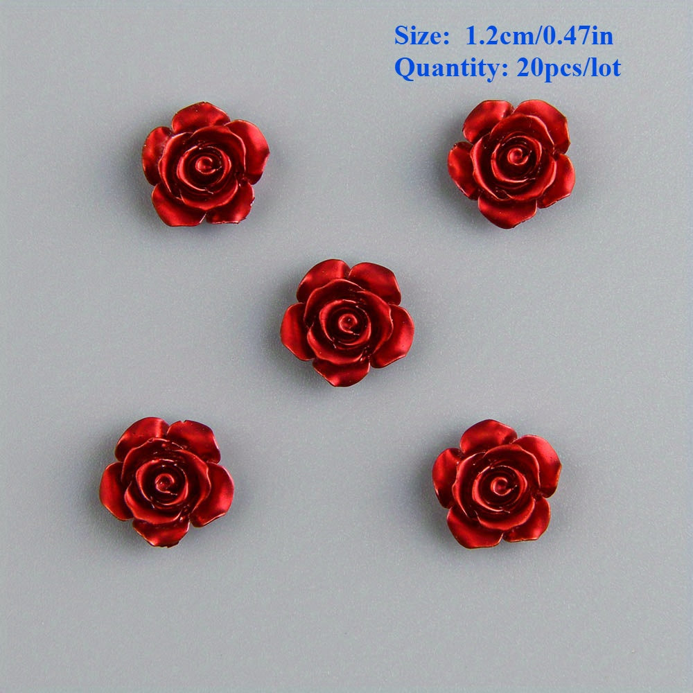 TEMU 20pcs Rose Flower Pendants, Flatback, Fashion Jewelry Making, Diy Appliques, Embellishments For Christmas, Wedding, Bezel Tray, Pendant Charms,