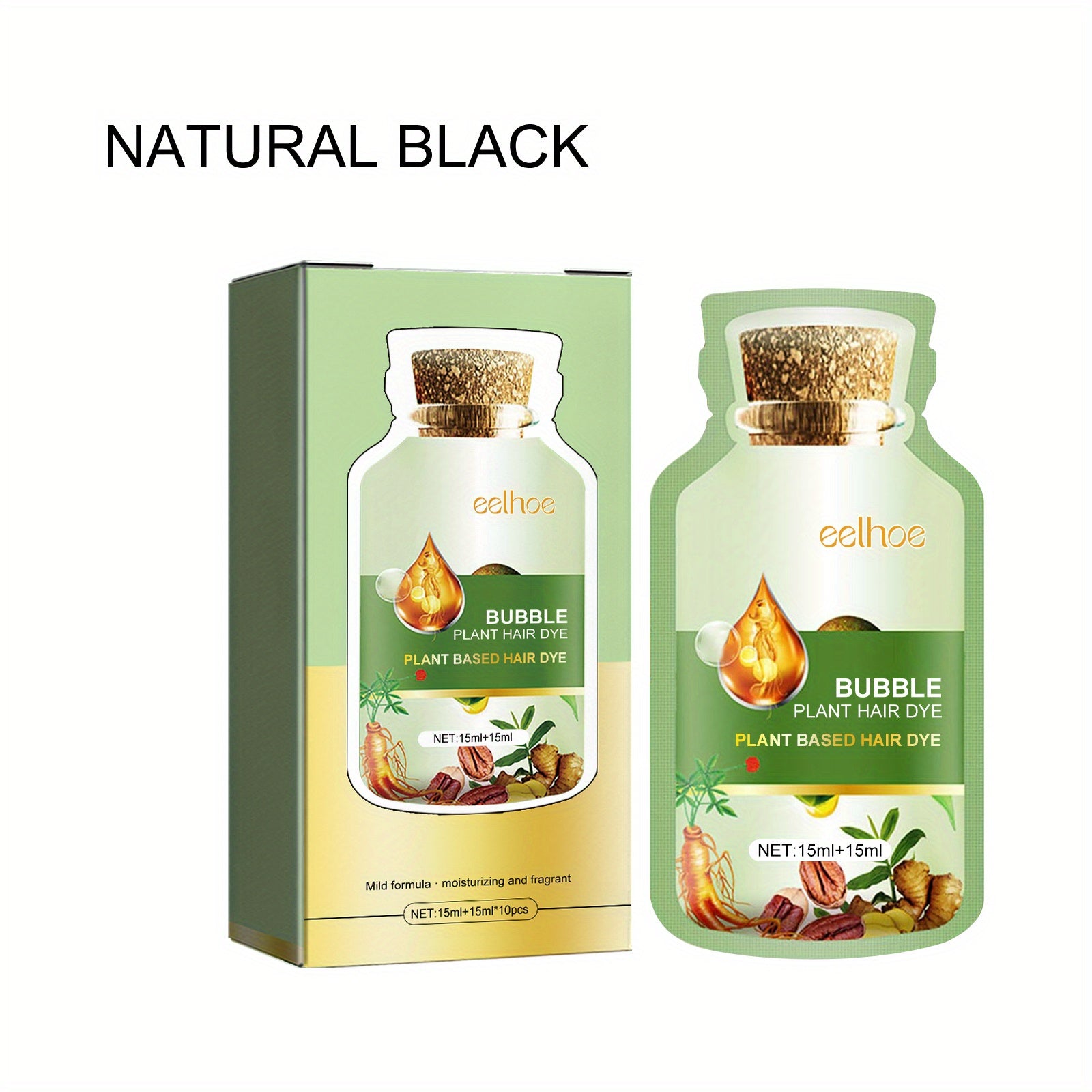 TEMU Natural Black Bubble Hair Dye, Gently Moisturizing Hair Lasting Hair Cream For All Hair Types