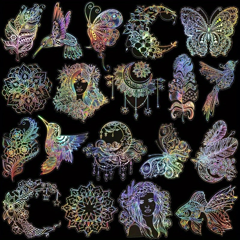 TEMU 80pcs Set Waterproof Decorative Decals, Waterproof Glitter Translucent Sticker Holographic Adhesive Sticker