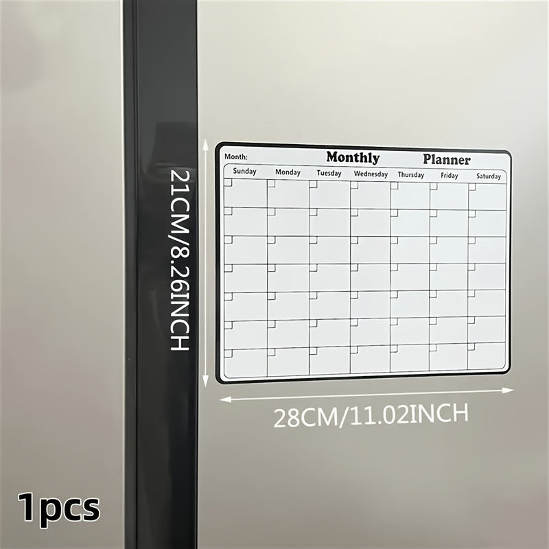 TEMU 1pc Acrylic Refrigerator Magnetic Calendar, Flexible Dry Erase Weekly Planner Board With English Writing, Message And Note Pad For Home, Office,