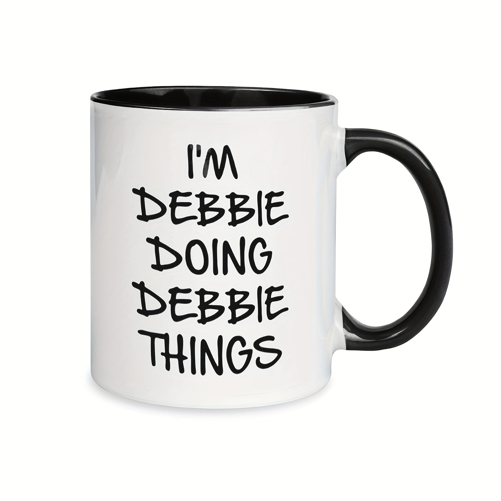 TEMU Funny 'i'm Doing Things' 11oz Ceramic Mug – White With Black Handles, Microwave & Dishwasher Safe – Office, Family, Parties & Gifts