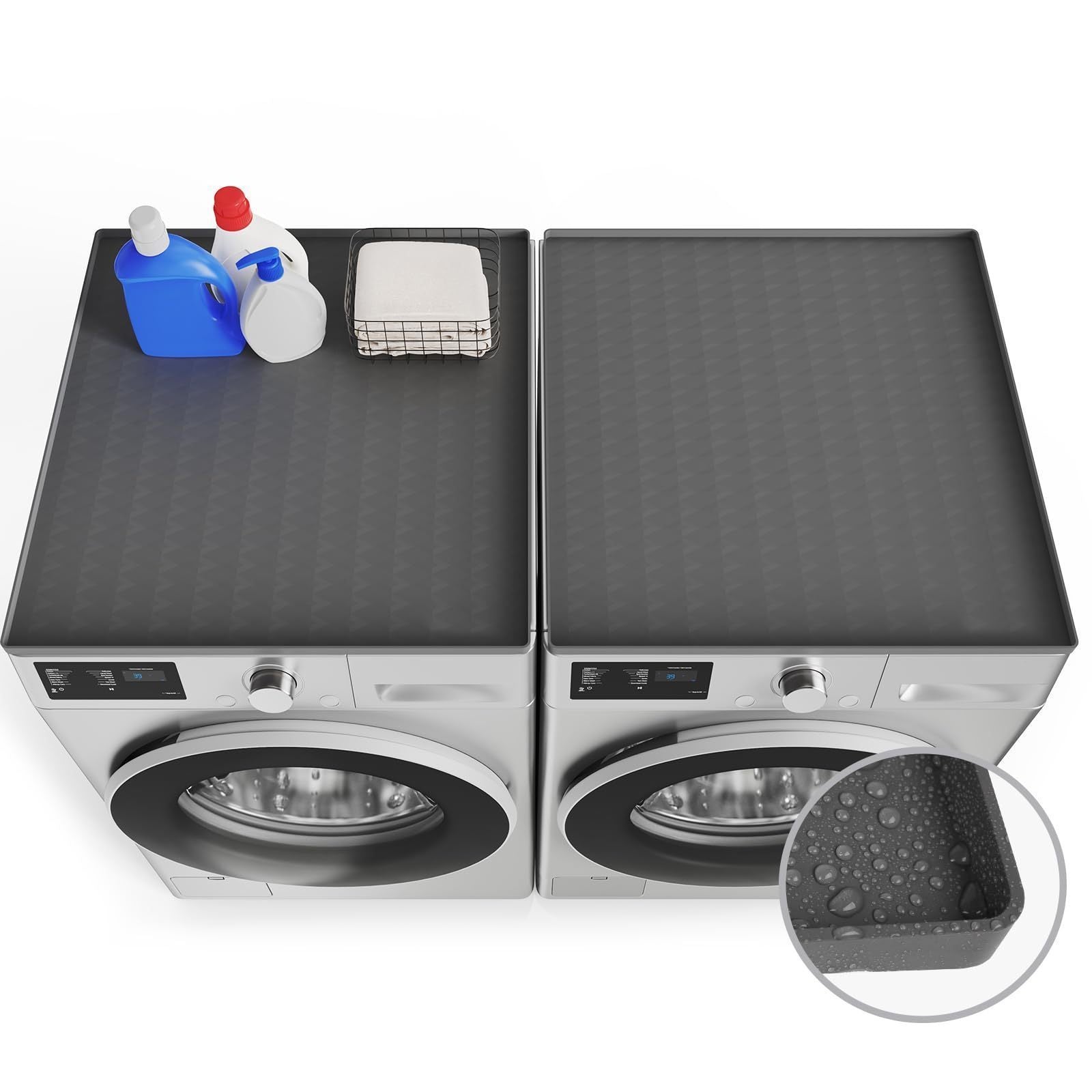 TEMU Christmas Gift - 25.6"x23.6" Silicone Washer & Dryer Top Protector Mat, Non-slip Waterproof Cover For Laundry & Kitchen Appliances, Durable &