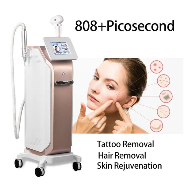 Professional 2in1 808nm-1064nm-755nm Diode Lazer Hair Removal Machine Picolazer Tattoo Removal Pigment Removal Eyebrow Washing Skin Rejuvena