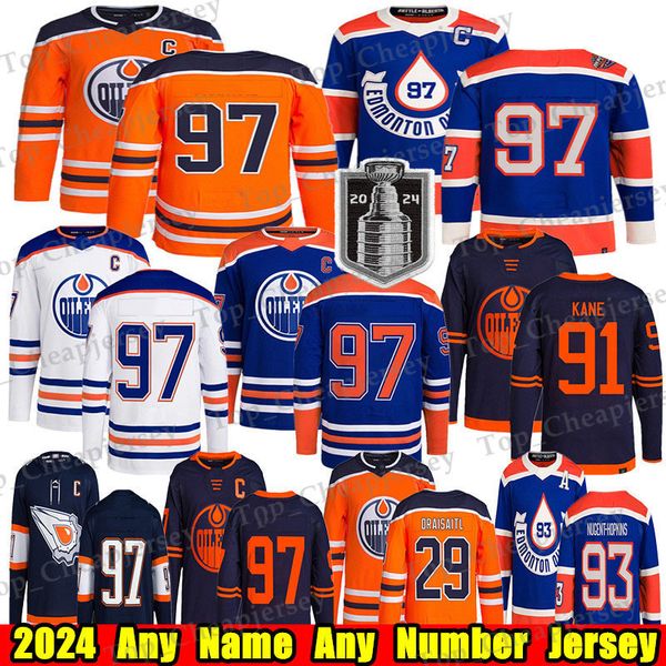 2024 Oilers #97 Edmonton Hockey Jersey #29 Draisaitl Evan Bouchard Evander Kane Zach Hyman Mattias Ekholm Stuart Skinner Jerseys Custom Men