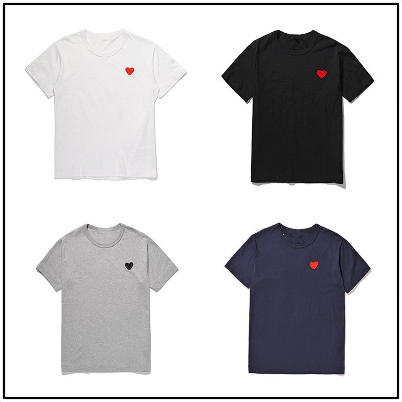 mens designer tshirt Men&#039;s T-Shirts Men Designer love Heart T Shirt Red Heart Shirt Commes Casual Women Shirts Des Badge Garcons Cotton Embroid