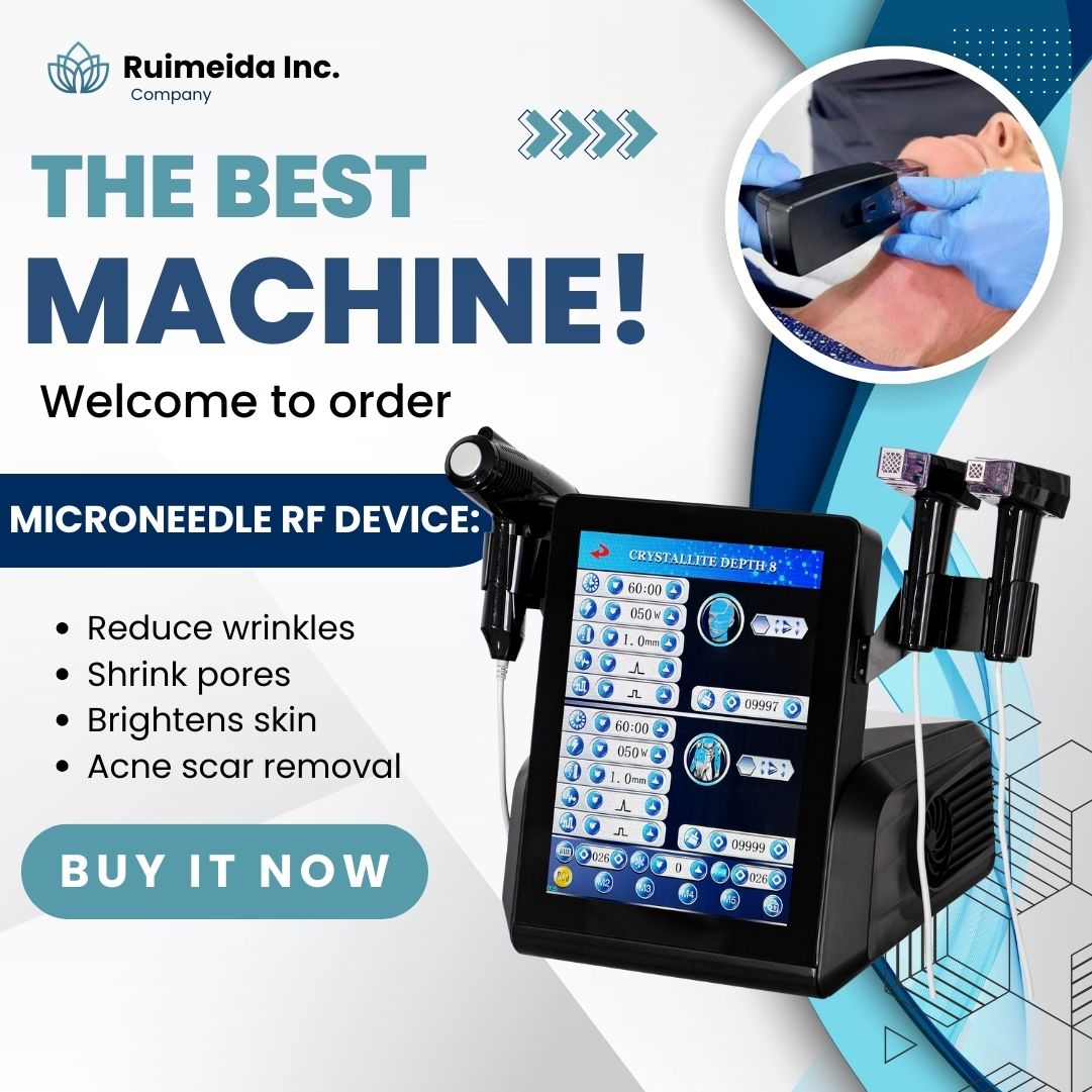 RF Microneedling Skin Tightening Machine 3 In 1 Golden With Cooling Hammer For Wrinkle Reduction Collagen Boost Anti-Aging Beauty Care For Home and