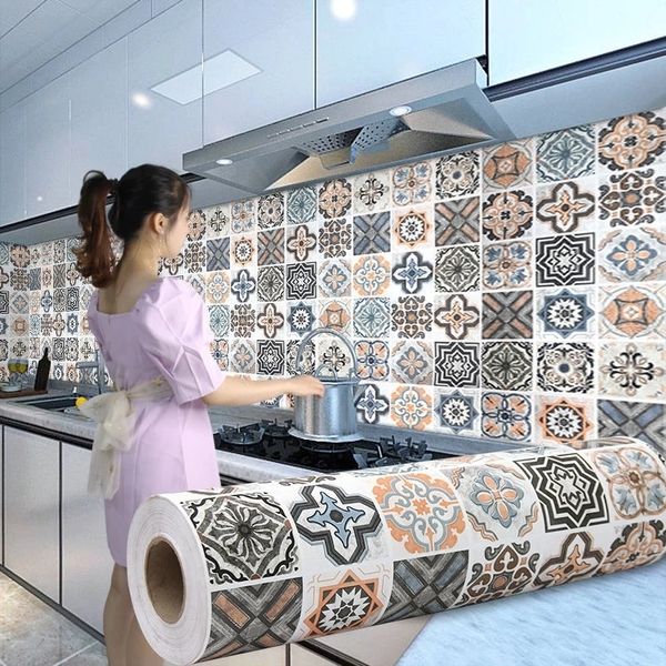 Wallpapers DIY Oil Proof Kitchen Furnitur Wall Stickers Self Adhesive Papel De Parede Bathroom Tile 3D Waterproof Vinyl Cabinet Wallpaper 22