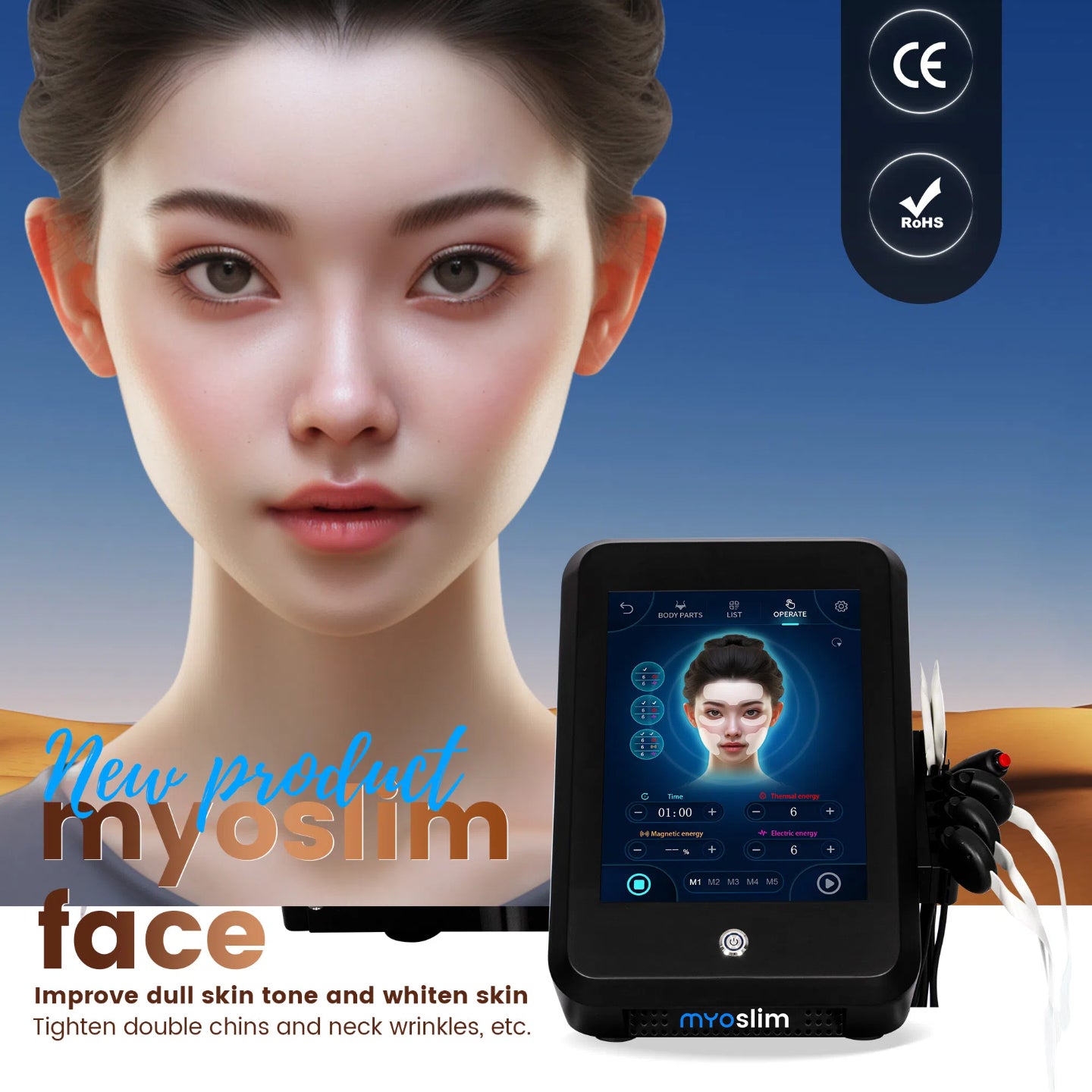 MYOslim Facial EMS Massage Lifting Firming Anti-Wrinkle Remove Double Chin Microcurrent Massager SPA Skin Care Home Appliance