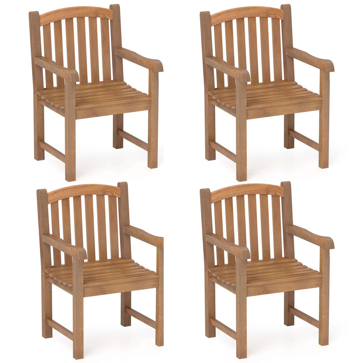 Teak Wood Patio Dining Chair (1-/2-/or 4-Pack) - Dining Chairs -4