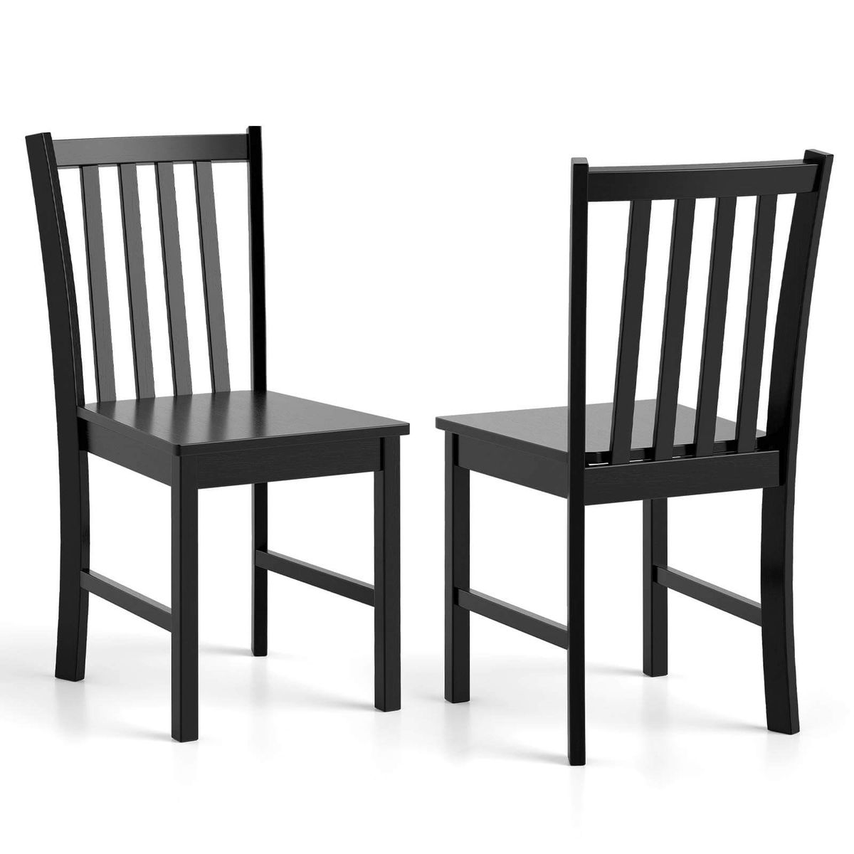 Rustic Dining Chairs with Tilt Backrest (2-Pack) - Black