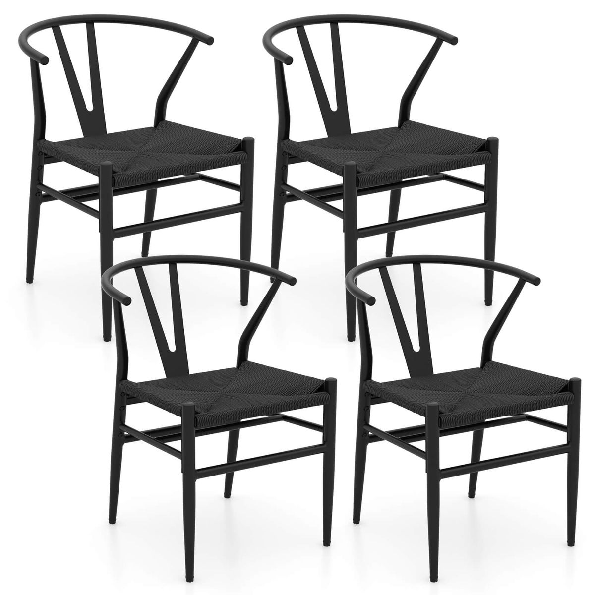 Modern Weave Kitchen Dining Armchairs (2- or 4-Pack) - Black-4