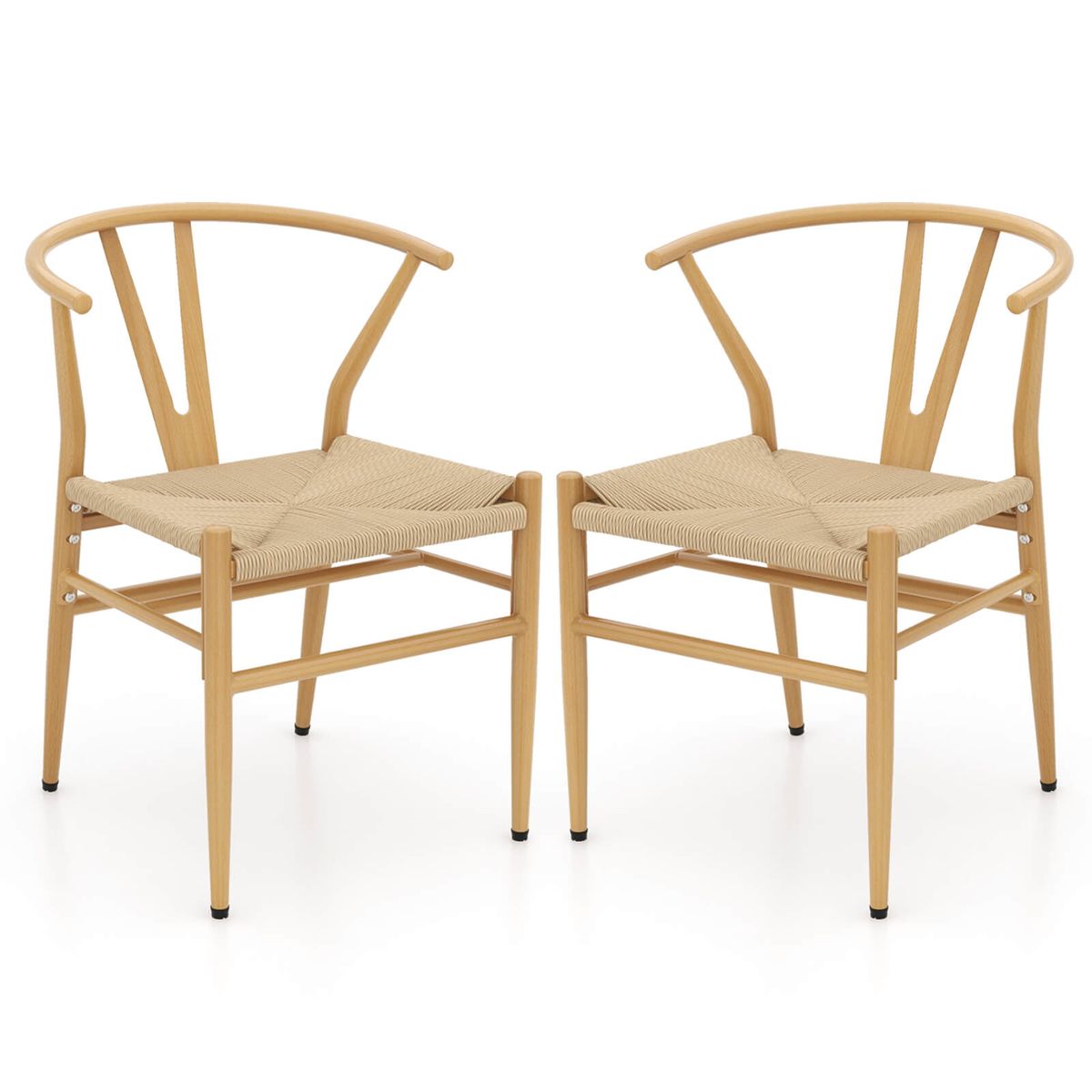 Modern Weave Kitchen Dining Armchairs (2- or 4-Pack) - Natural-2
