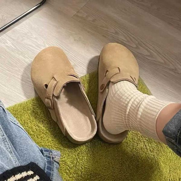 Slippers Luxury and fashionable womens suede mule slider mens Clogs cork inlaid sandals with curved support outdoor beach Ome Soes qwertyui4