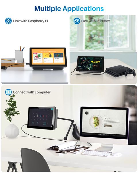 7 inch Touch Screen Raspberry Pi 3 4 HDMI Touch Monitor Banana Pi Industrial Display for Type-C VESA for Pi 3 4 Laptop Sub Xbox