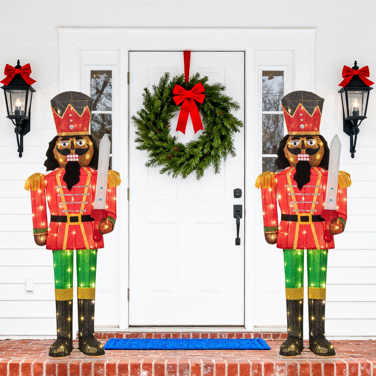 5-foot LED Light Nutcracker with Glitter Sword (1- or 2-Pack) - 2 PCS