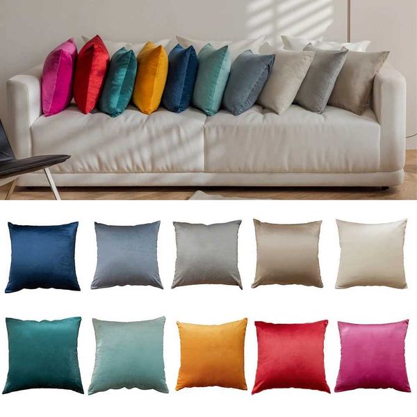 Pillow Case T Velvet Cover Soft Cushion Case For Sofa Living Ro Solid Color lti Size case Decorative Square Throw Z241213
