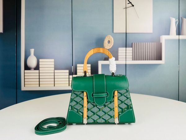 Saigon Mini Bag Small Leather Canvas Women Riveted Beech Handle Rods Souple Handbag Buckle Closure Luxury Bags