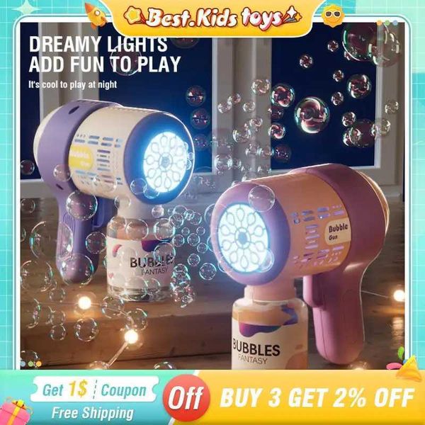 Novelty Games 10 hole hand-held soap electric bubble machine light childrens toy small Q bubble gun outdoor childrens toy boy girl gift Q241
