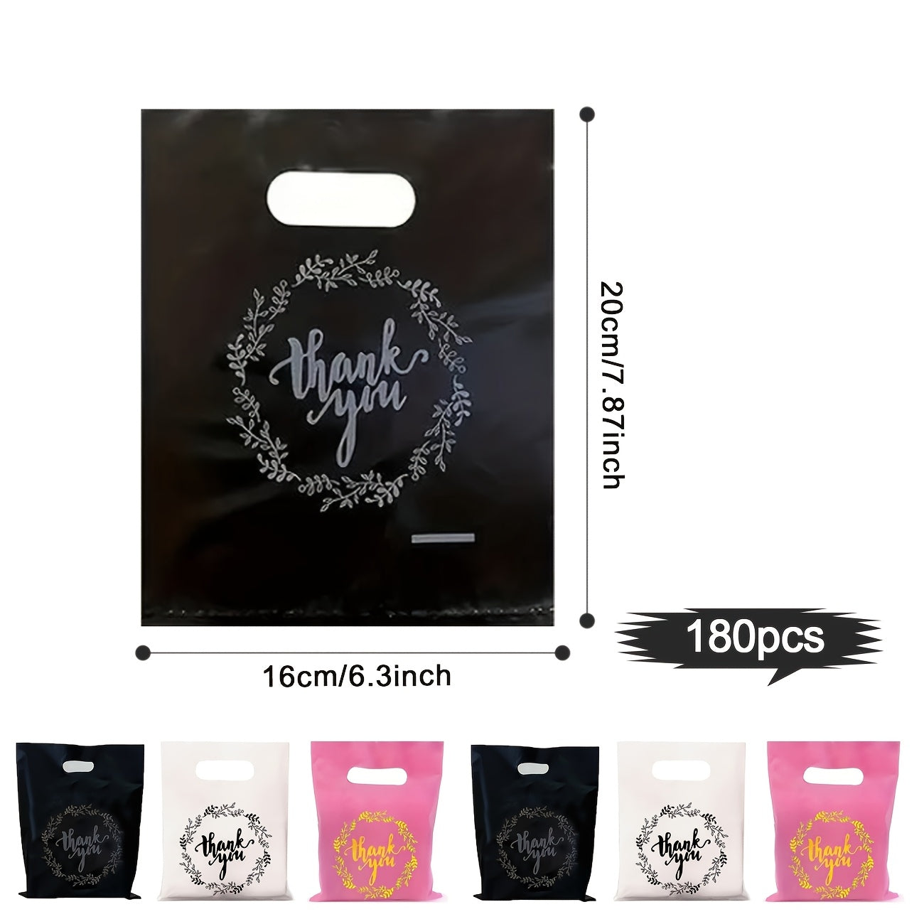 TEMU 180pcs Thank You Merchandise Plastic Bag 3 Colors Color Party Gift Bag Candy Cookie Bag Birthday Party Wedding Christmas Retirement 7.87*6.3