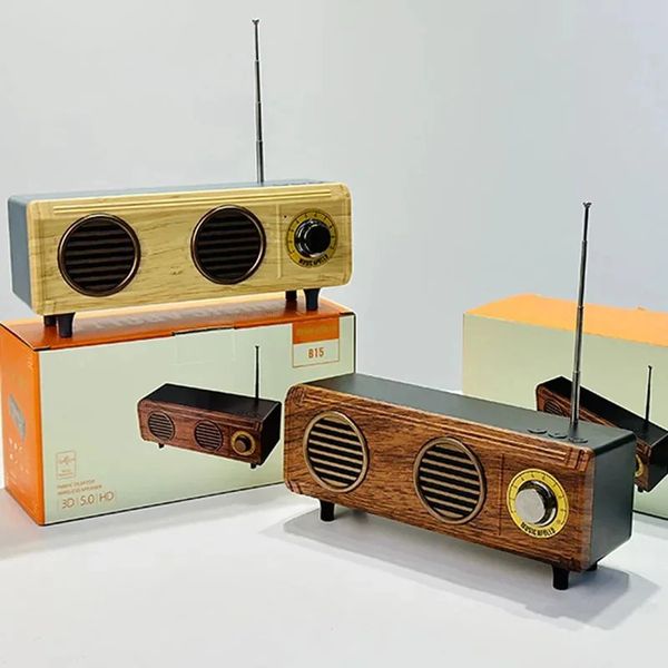 Retro Wood Grain Portable Wireless MP3 Music Player Bluetooth Ser FM Radio with TF Card USB Audio Cable Support 240711