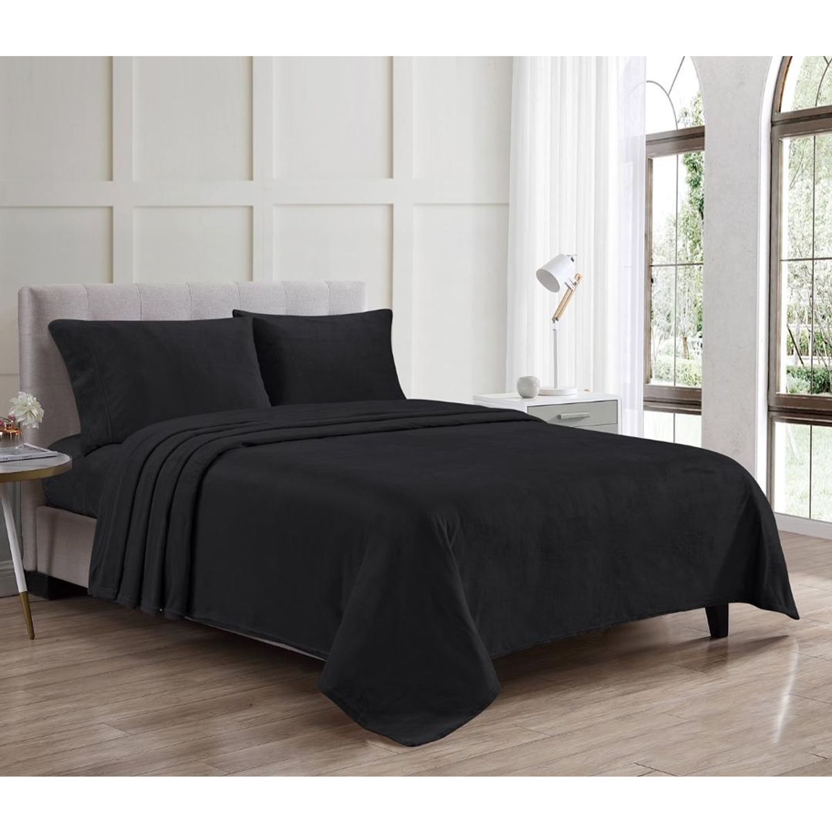 Noble House™ Kansas Fitted Sheet and Pillowcase Set - FULL-Kansas-Sheet Set-BLACK