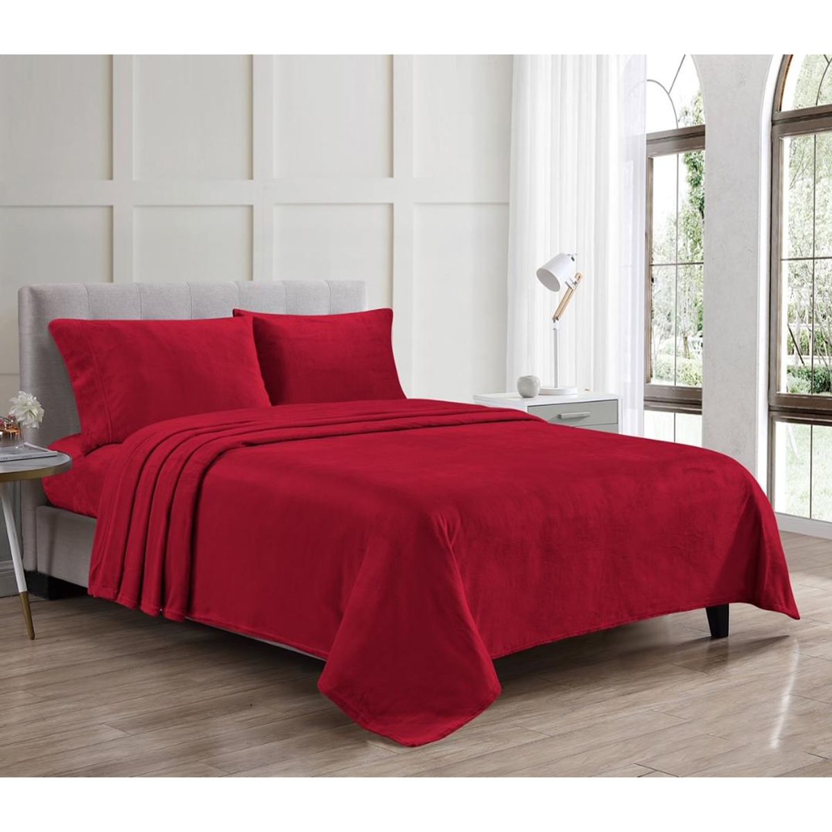 Noble House™ Kansas Fitted Sheet and Pillowcase Set - QUEEN-Kansas-Sheet Set-RED