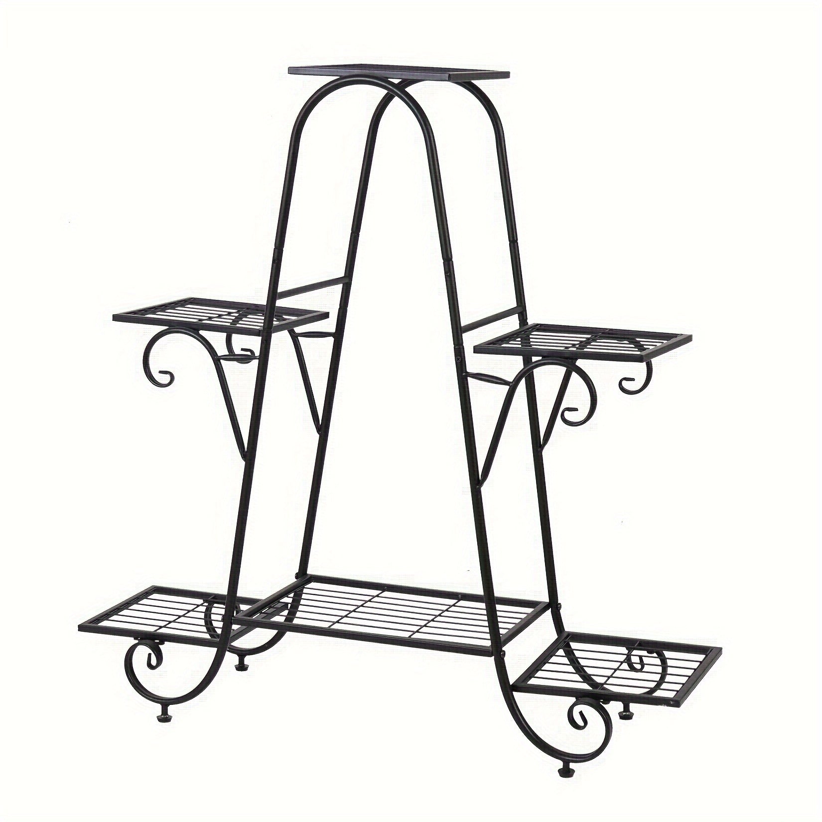 TEMU 6-tier Metal Plant Stand With Black - Holder For Indoor & Outdoor Decor, Home, Balcony, Or Patio Plants