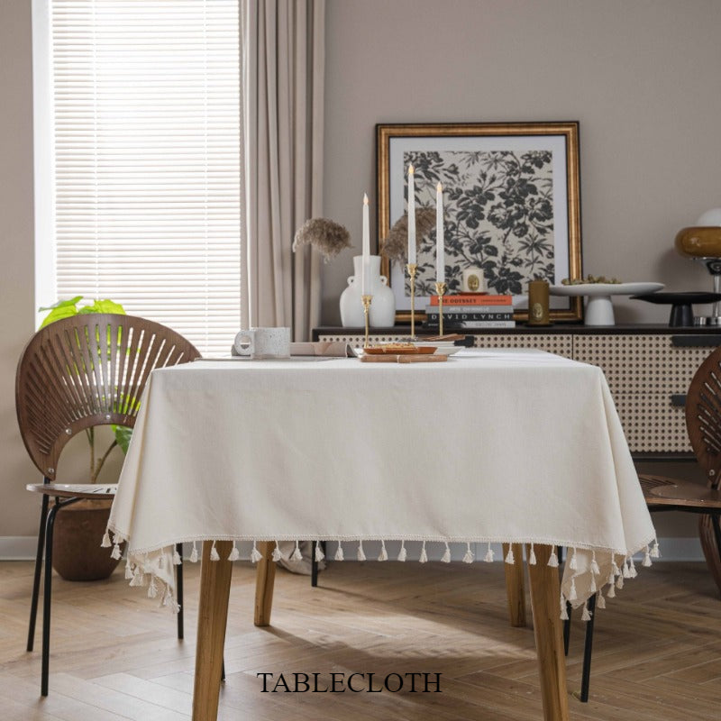 2026 Waterproof Table Cloth Fringed Rectangular Dinning Table Mat for Bedroom Kitchen Dining Room Decor