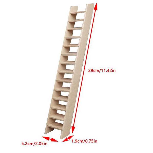 1PC 1-12 Dollhouse Wooden Staircase Ladder Dolls House Stair Model Miniature Furniture Accessories Pretend Play Toys Y240807