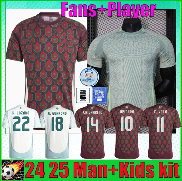 Mexico 24 25 Copa America RAUL CHICHARITO Soccer Jerseys 2024 2025 LOZANO DOS SANTOS H.LOZANO Men Football Shirts Uniforms Fans Player Versi