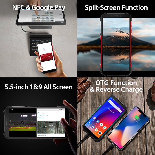 Armor Ulefone X9 Pro Waterproof Rugged Smartphones 4GB+64GB 5.5 Inch Display Android 11 Cellphone 5000mAh 4G Mobile Phone NFC