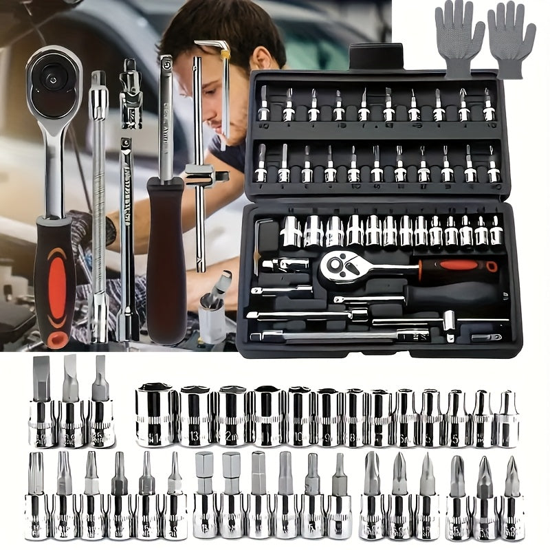 TEMU [fast Arrival] 325-53-46pcs Professional Automotive Kit - Premium Tool Sets For Car, Bike, And Motorcycle Maintenance - Compact, Portable, And