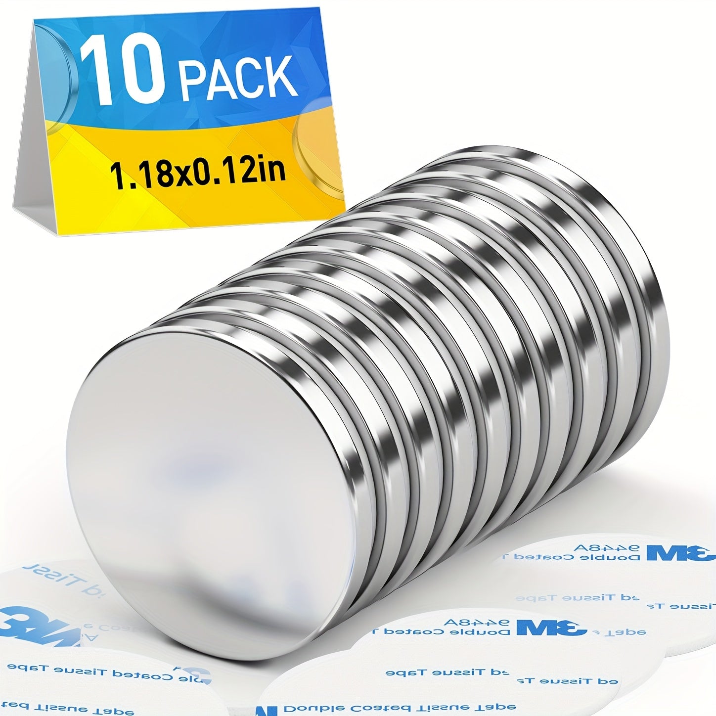 TEMU Round Neodymium Magnets Magnets, Neodymium Disc Magnets With Double-sided Adhesive, Refrigerator Magnets For Whiteboards, Suitable For Home,