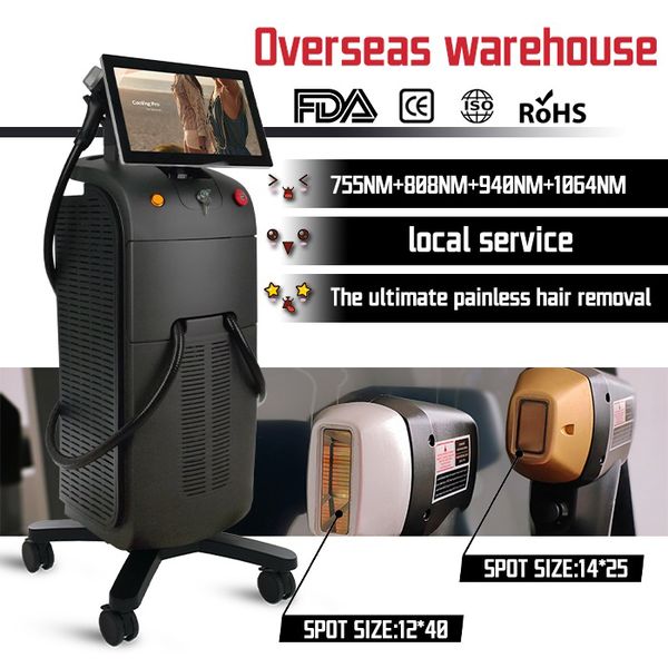 2023 Popular Painless 4 waves Diode Laser Hair Removal Machine 808nm Hair Removal 1064nm 940nm 755nm Equipment for All types Skins Use